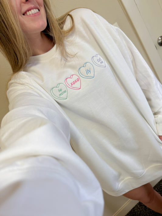 Candy Hearts Embroidered Sweatshirt