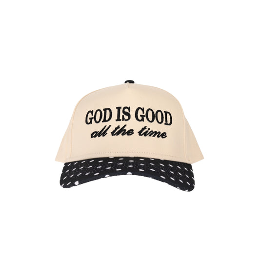 God is Good Polka Dot Embroidered Trucker Hat