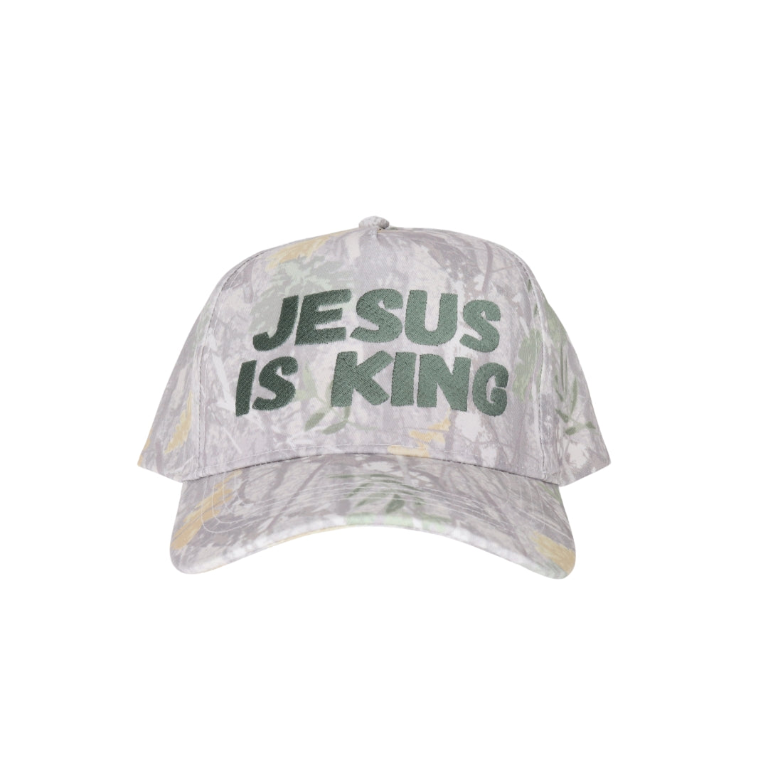 Jesus is King Embroidered Camo Trucker Hat