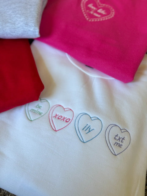 Candy Hearts Embroidered Sweatshirt