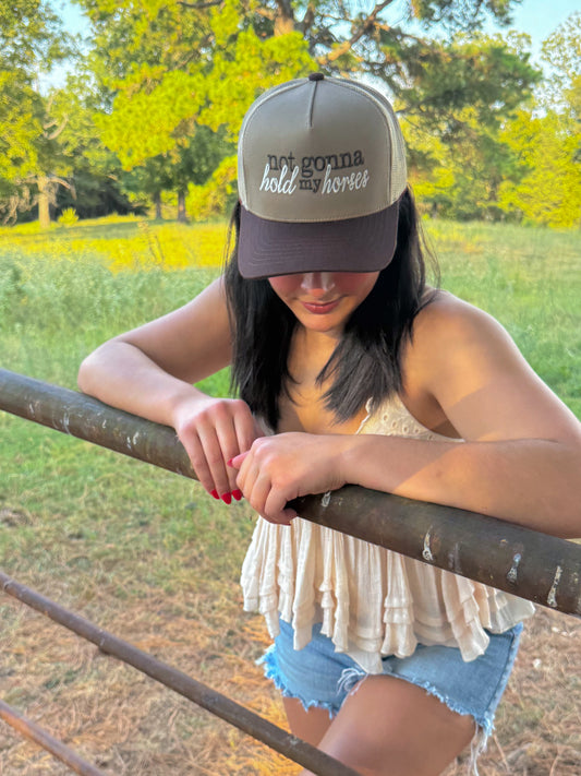 Hold Horses Embroidered Trucker Hat