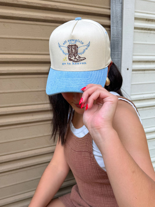 Cowgirls go to Heaven Embroidered Trucker Hat