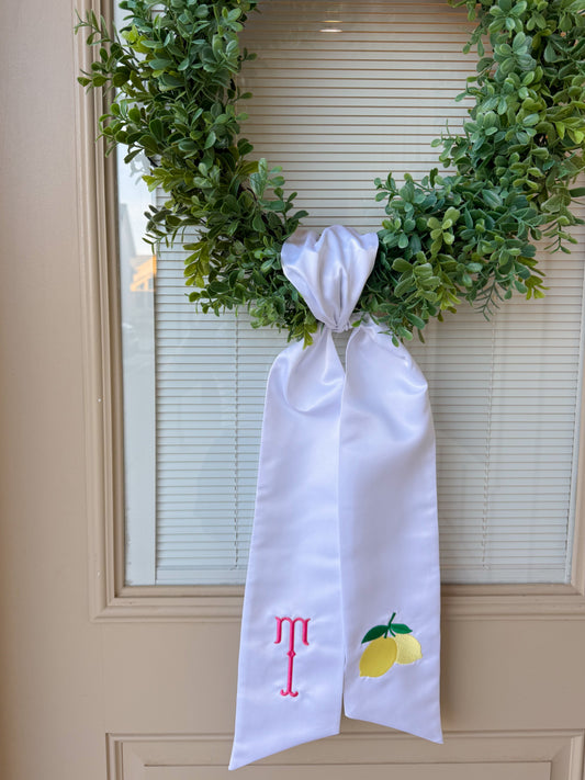 Personalized Embroidered Door Wreath Sashes