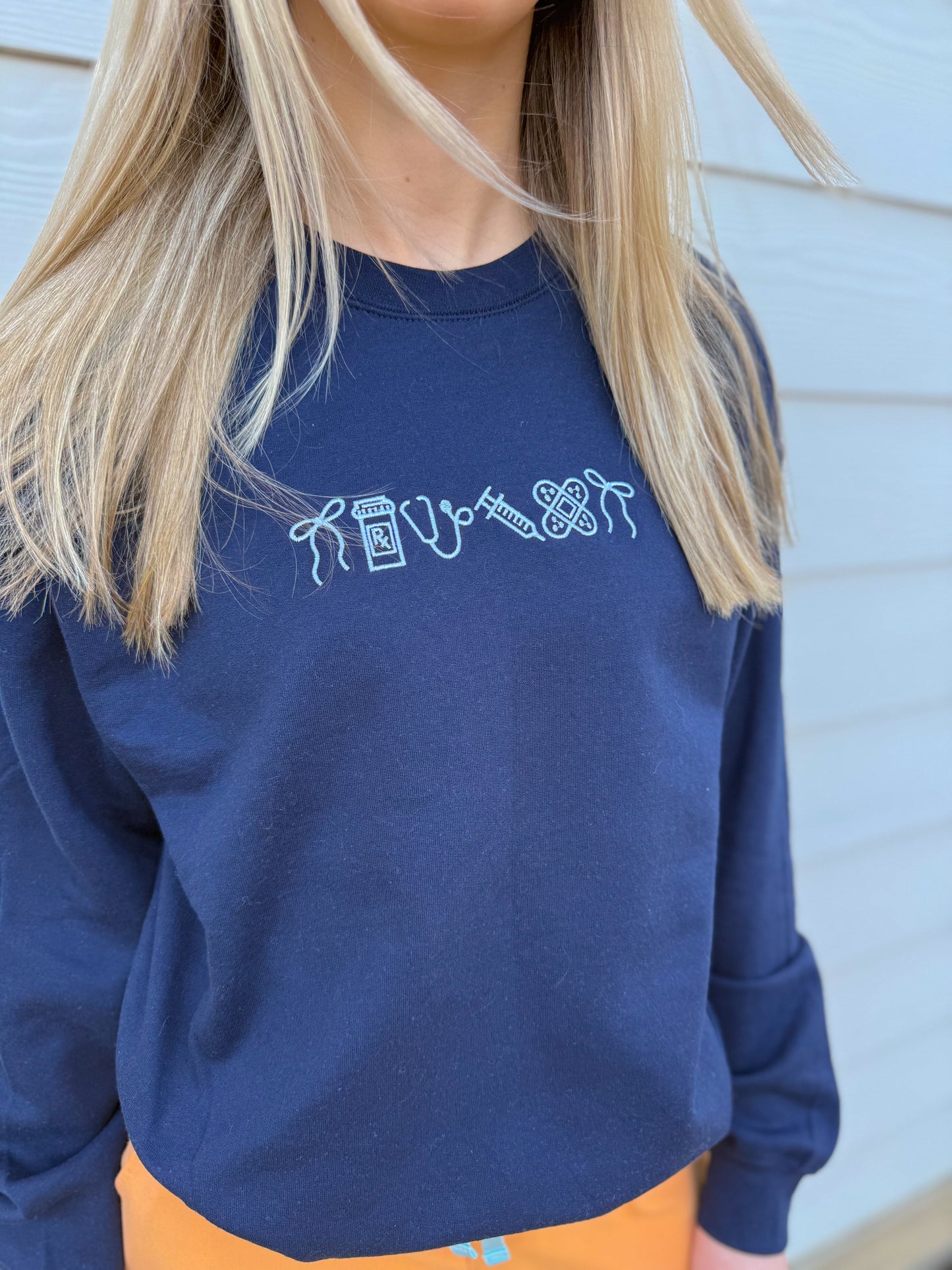 Nursing Emojis Embroidered Sweatshirt