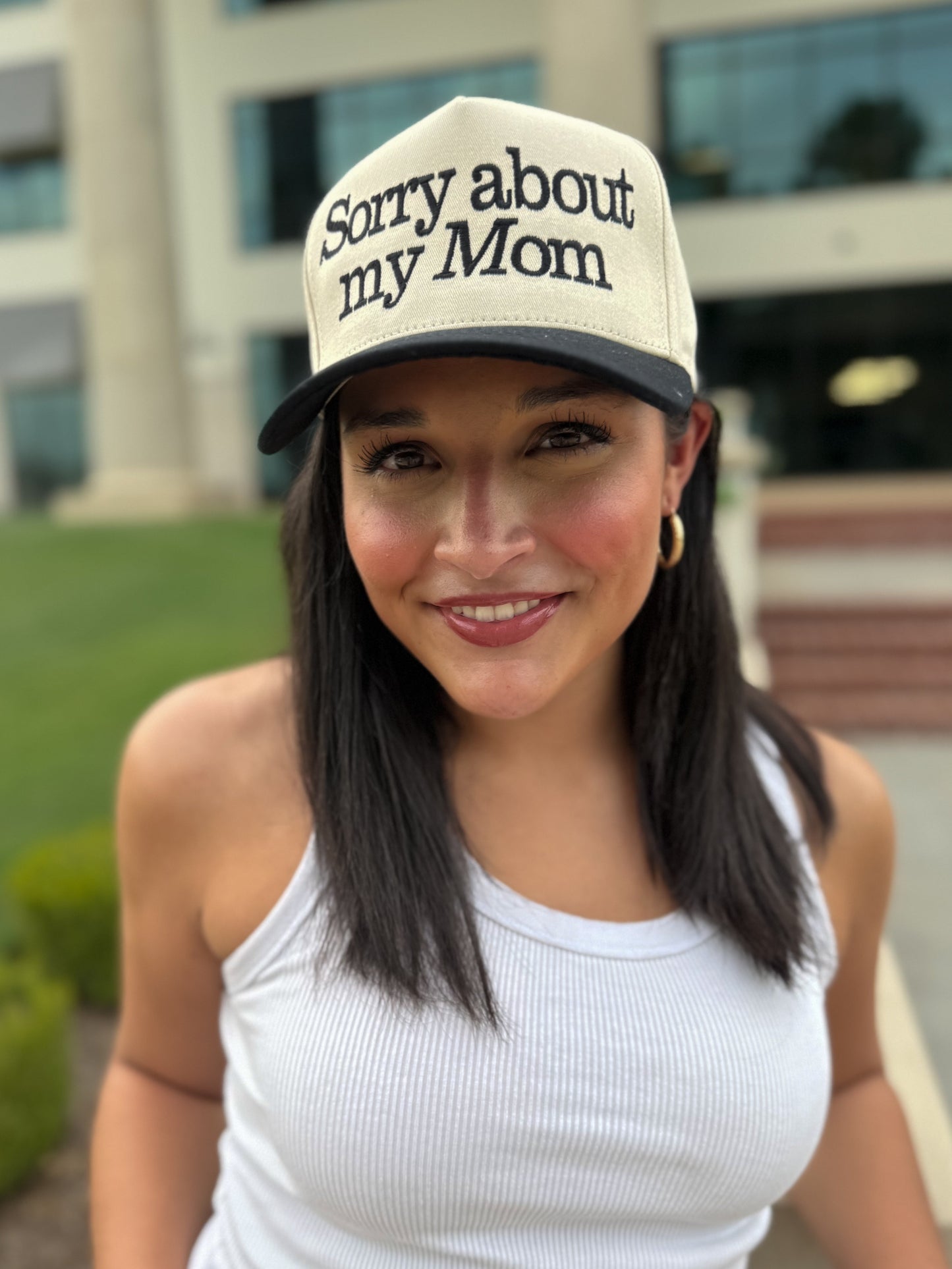 Sorry About My Mom Embroidered Trucker Hat