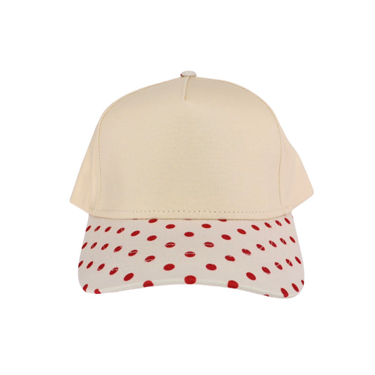 Red and Cream Polka Dot Trucker Hat (Blank)