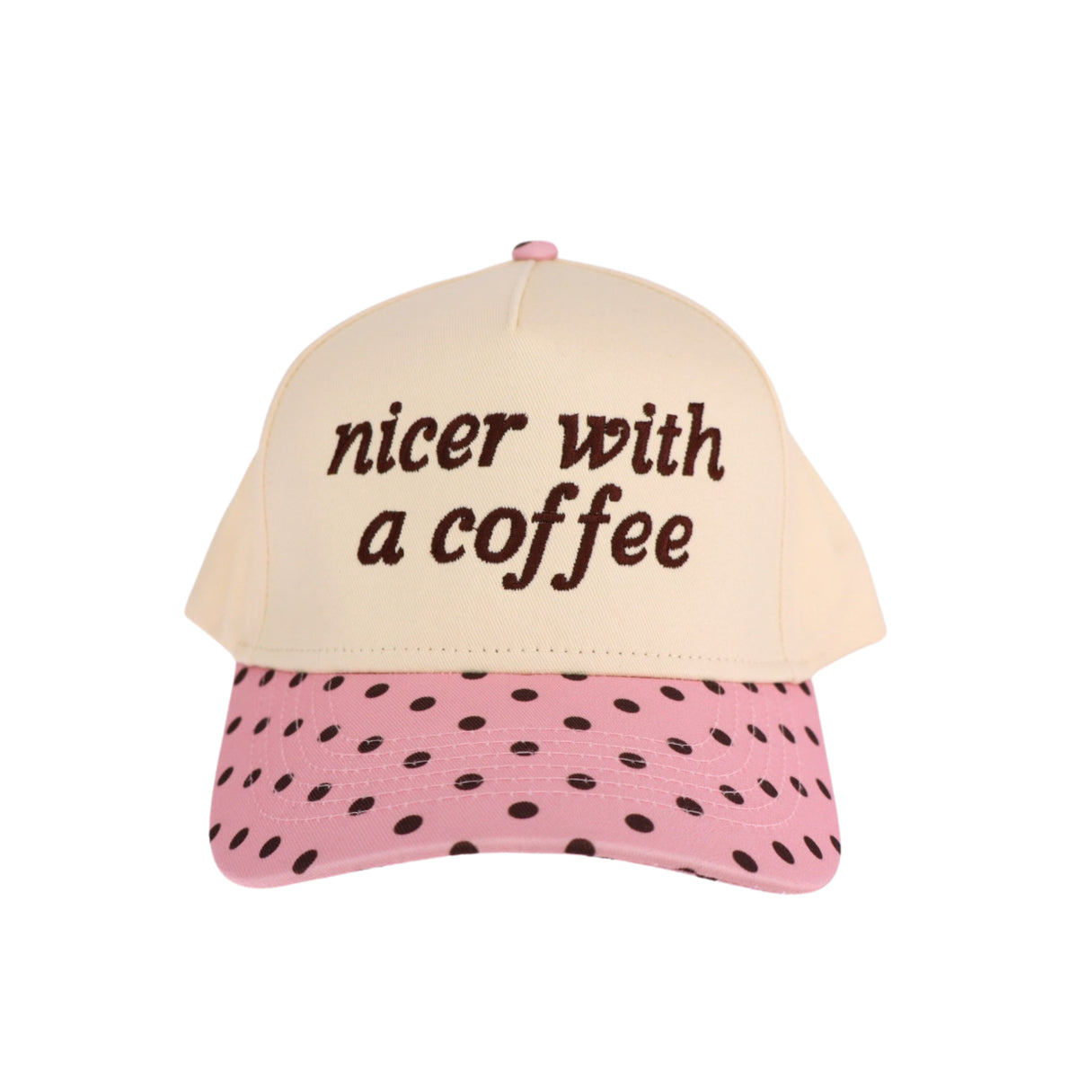 Nicer With Coffee Embroidered Trucker Hat