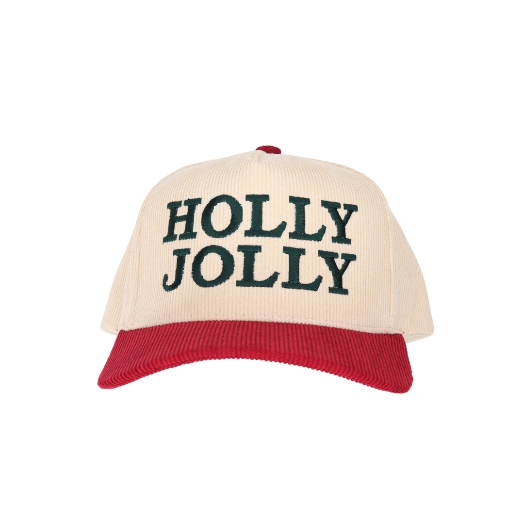 Holly Jolly Corduroy Embroidered Trucker Hat
