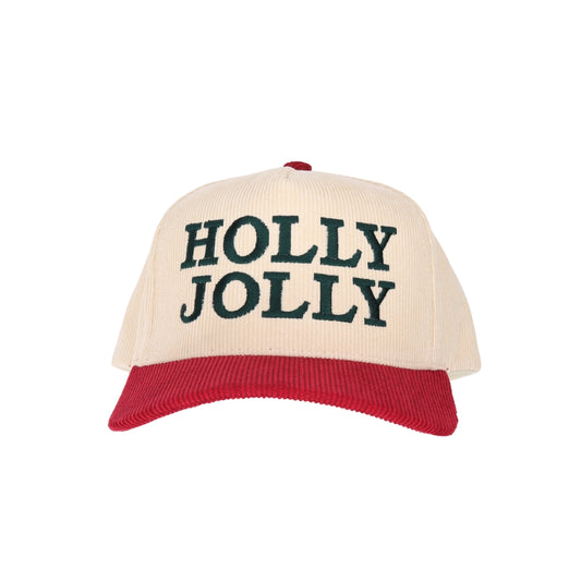 Holly Jolly Corduroy Embroidered Trucker Hat