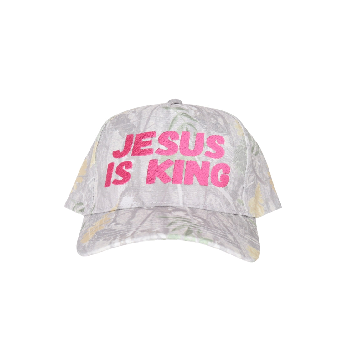 Jesus is King Embroidered Camo Trucker Hat