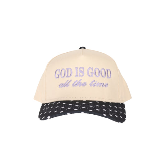 God is Good Polka Dot Embroidered Trucker Hat