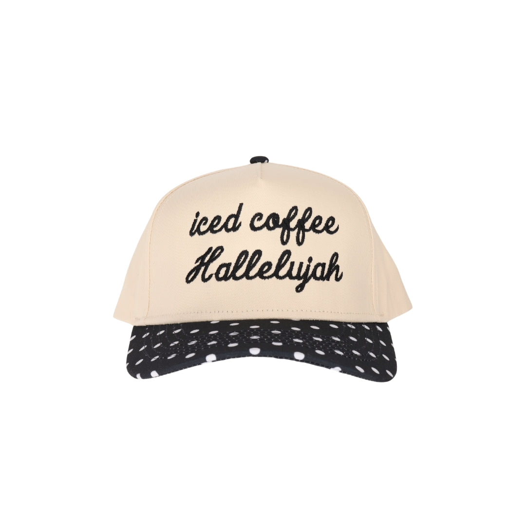 Iced Coffee Polka Dot Embroidered Trucker Hat