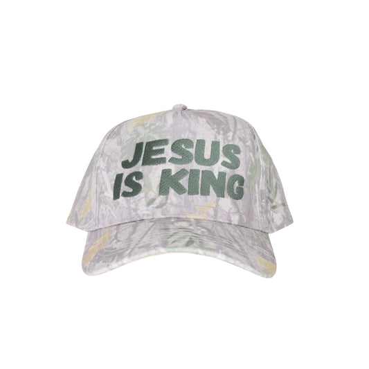 Jesus is King Embroidered Camo Trucker Hat