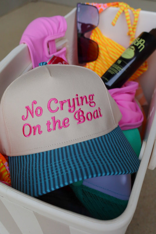 No Crying on the Boat Embroidered Trucker Hat