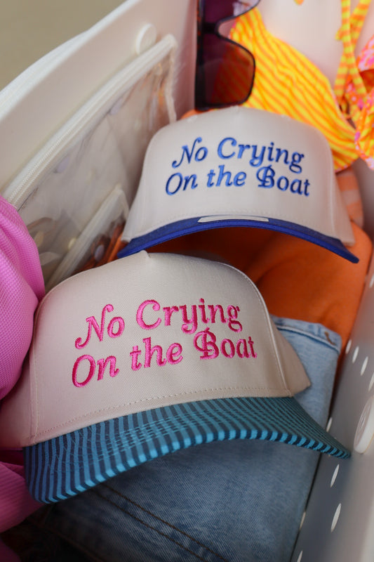 No Crying on the Boat Embroidered Trucker Hat